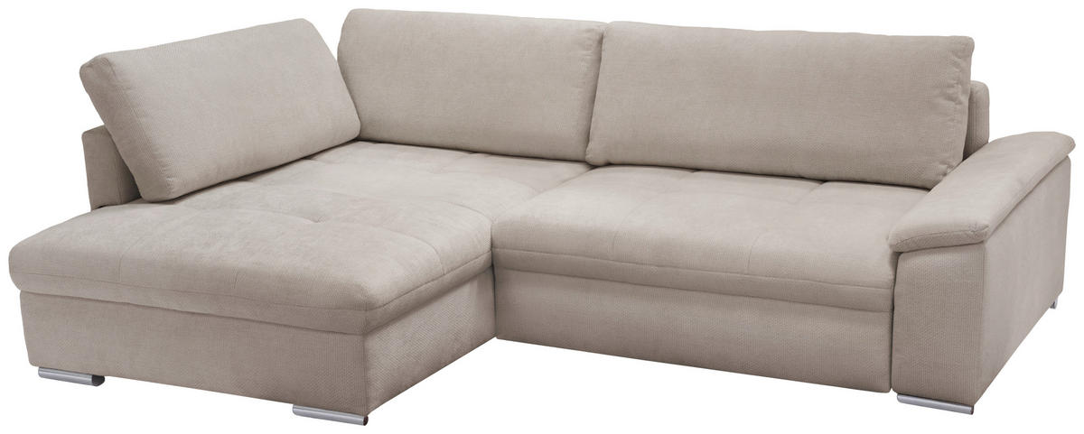 ECKSOFA in Struktur, Chenille Sandfarben  - Sandfarben/Silberfarben, Design, Textil/Metall (178/268cm) - Livetastic