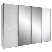 SCHWEBETÜRENSCHRANK 300/217/67 cm 4-türig Weiß  - Chromfarben/Weiß, KONVENTIONELL, Glas/Holzwerkstoff (300/217/67cm) - Dieter Knoll