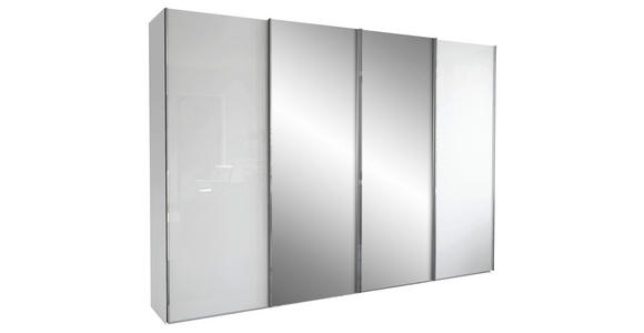 SCHWEBETÜRENSCHRANK  in Weiß  - Chromfarben/Weiß, KONVENTIONELL, Glas/Holzwerkstoff (300/236/67cm) - Dieter Knoll