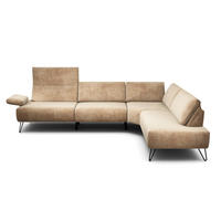 ECKSOFA Cosy Sandfarben Samt  - Sandfarben/Schwarz, Design, Textil/Metall (288-303/213cm) - SENSOO