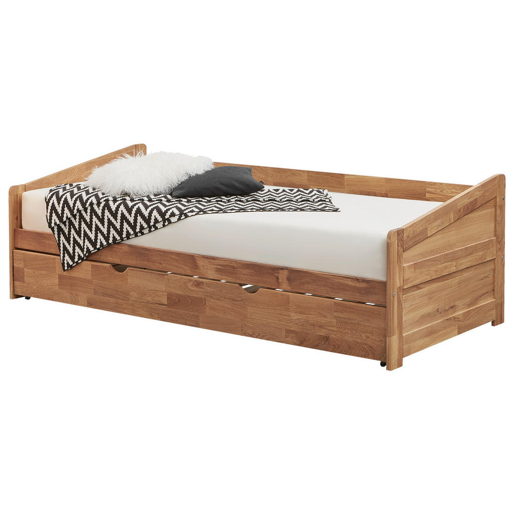 Thumbnail - Livetastic Ausziehbett, Eiche, Holz, Wildeiche, massiv, Höhe ca. 13 cm, 90x200 cm, Holzmöbel, Holzbetten