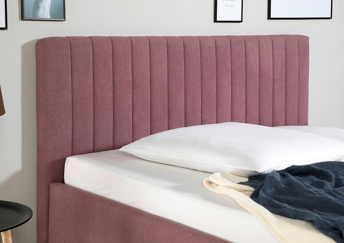 POLSTERBETT 200/200 cm,  in Beere,  - Beere/Naturfarben, MODERN, Holz/Textil (200/200cm) - Livetastic