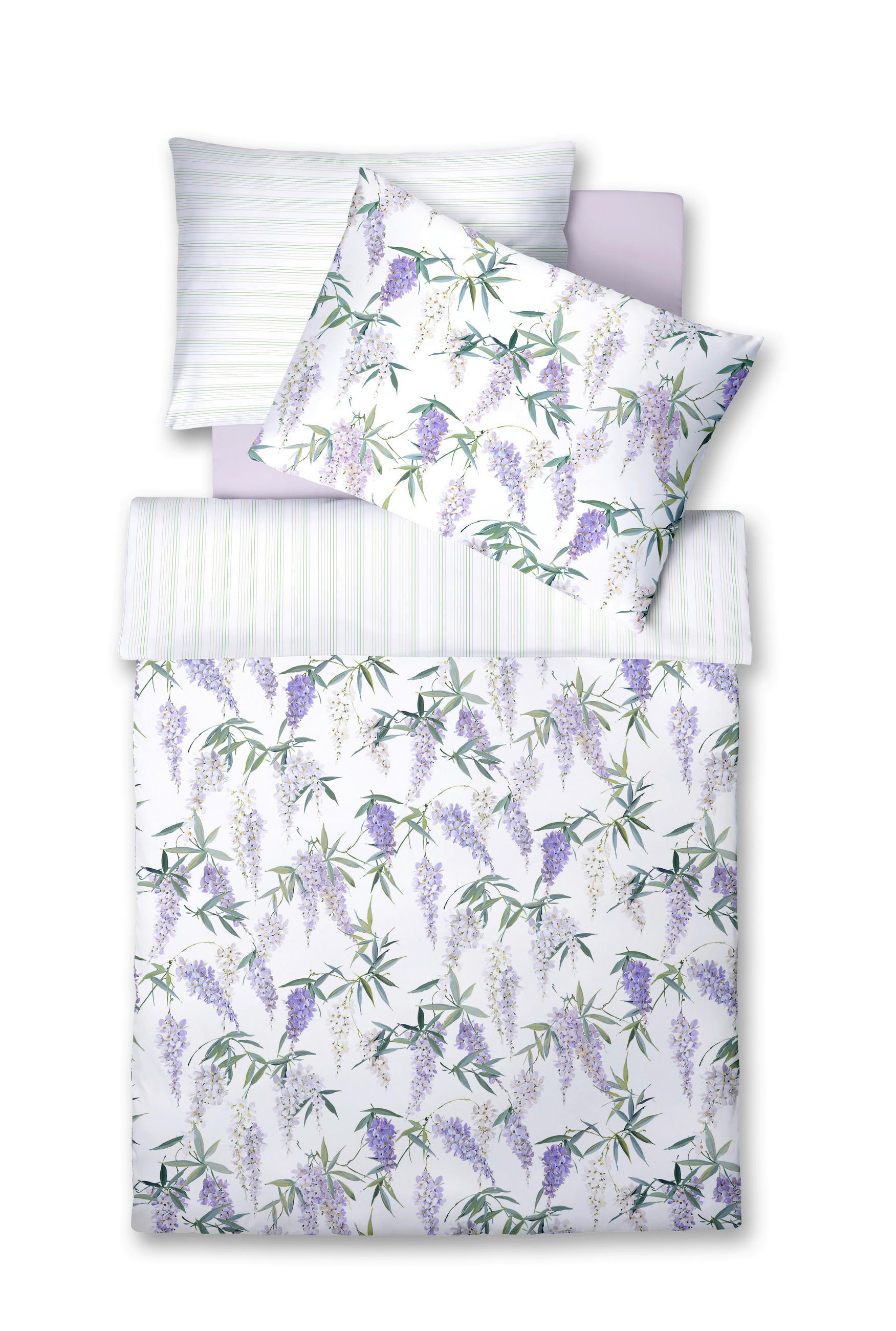 ÁGYNEMŰHUZAT-GARNITÚRA 140/200 cm  - lila/olívazöld, Basics, textil (140/200cm) - Fleuresse