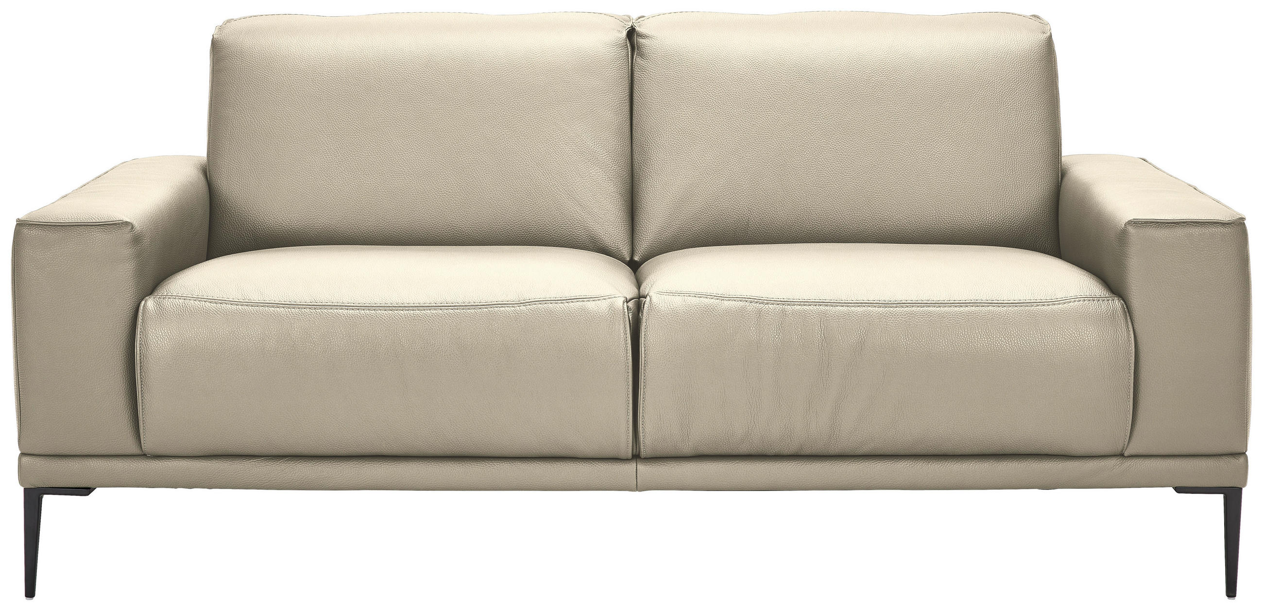 2-SITZER-SOFA Echtleder Creme  - Creme/Schwarz, Design, Leder/Metall (180/82/92cm) - Johann Jakob