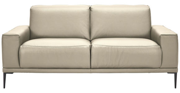 2-SITZER-SOFA  in Echtleder Creme   - Creme/Schwarz, Design, Leder/Metall (180/82/92cm) - Johann Jakob