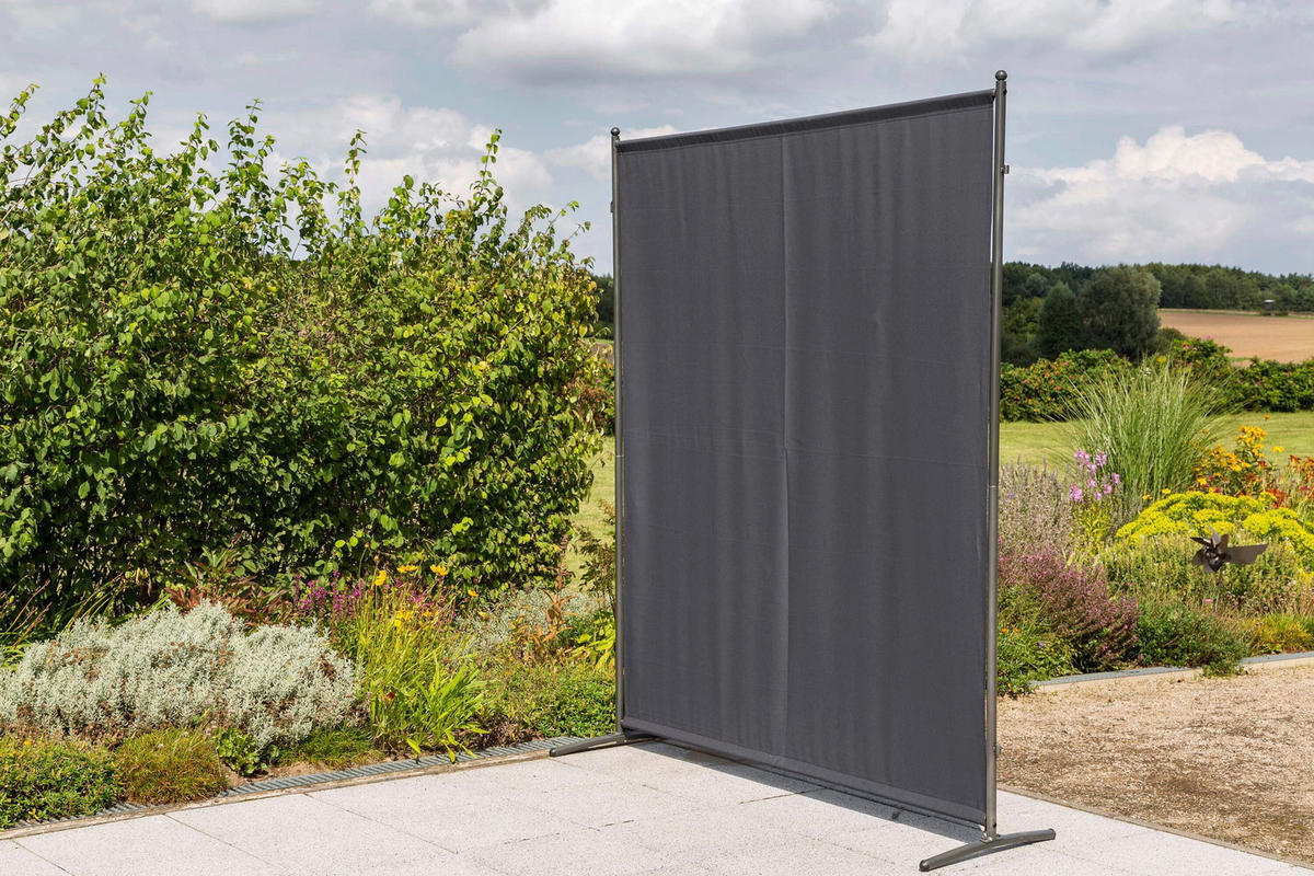 SICHTSCHUTZ - Silberfarben/Grau, KONVENTIONELL, Textil/Metall (155/188/50cm) - Gardenson