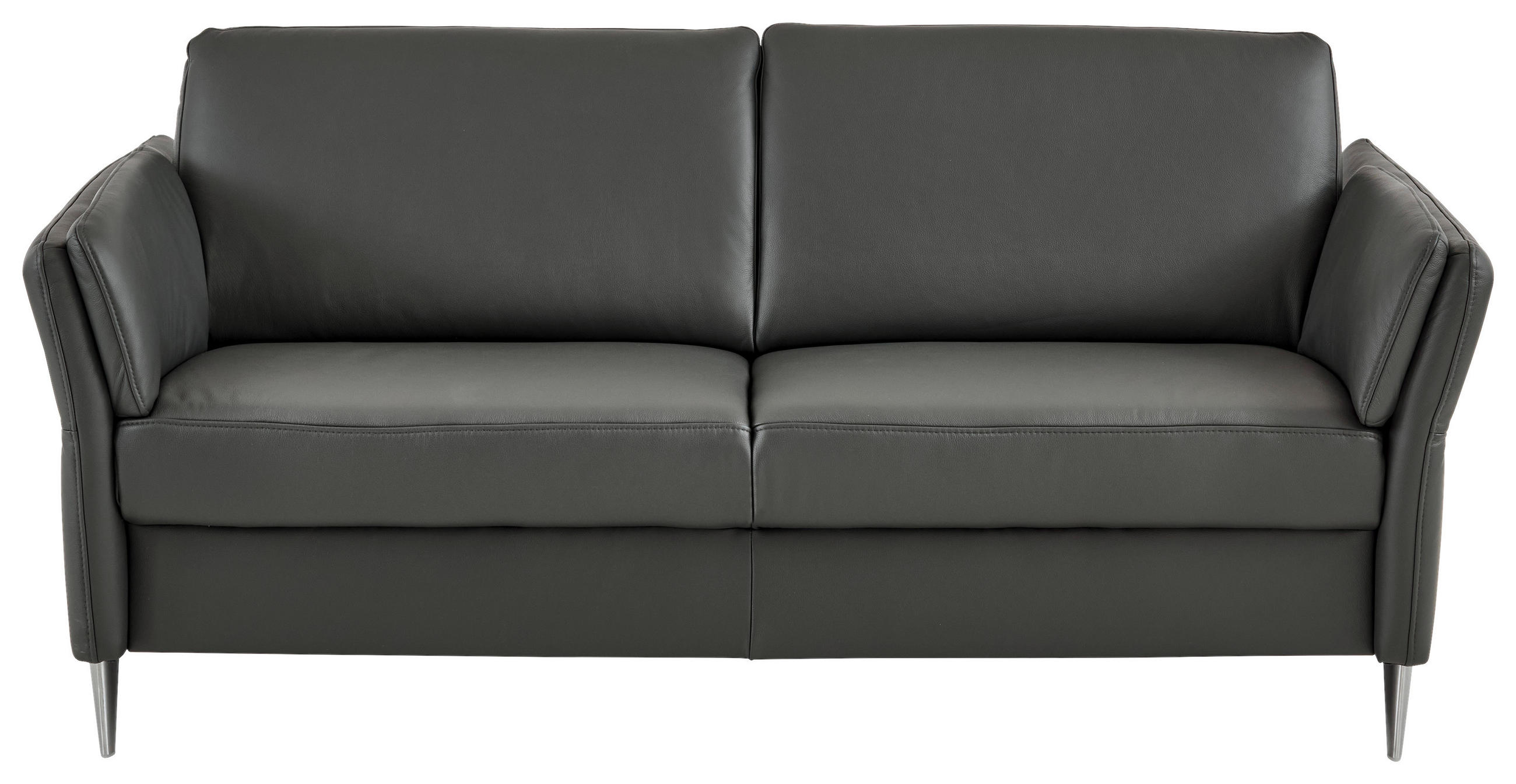 3-SITZER-SOFA Echtleder Anthrazit  - Anthrazit/Alufarben, Konventionell, Leder/Metall (190/84/99cm) - Dieter Knoll