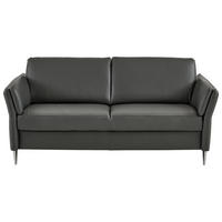 3-SITZER-SOFA Echtleder Anthrazit  - Anthrazit/Alufarben, Konventionell, Leder/Metall (190/84/99cm) - Dieter Knoll