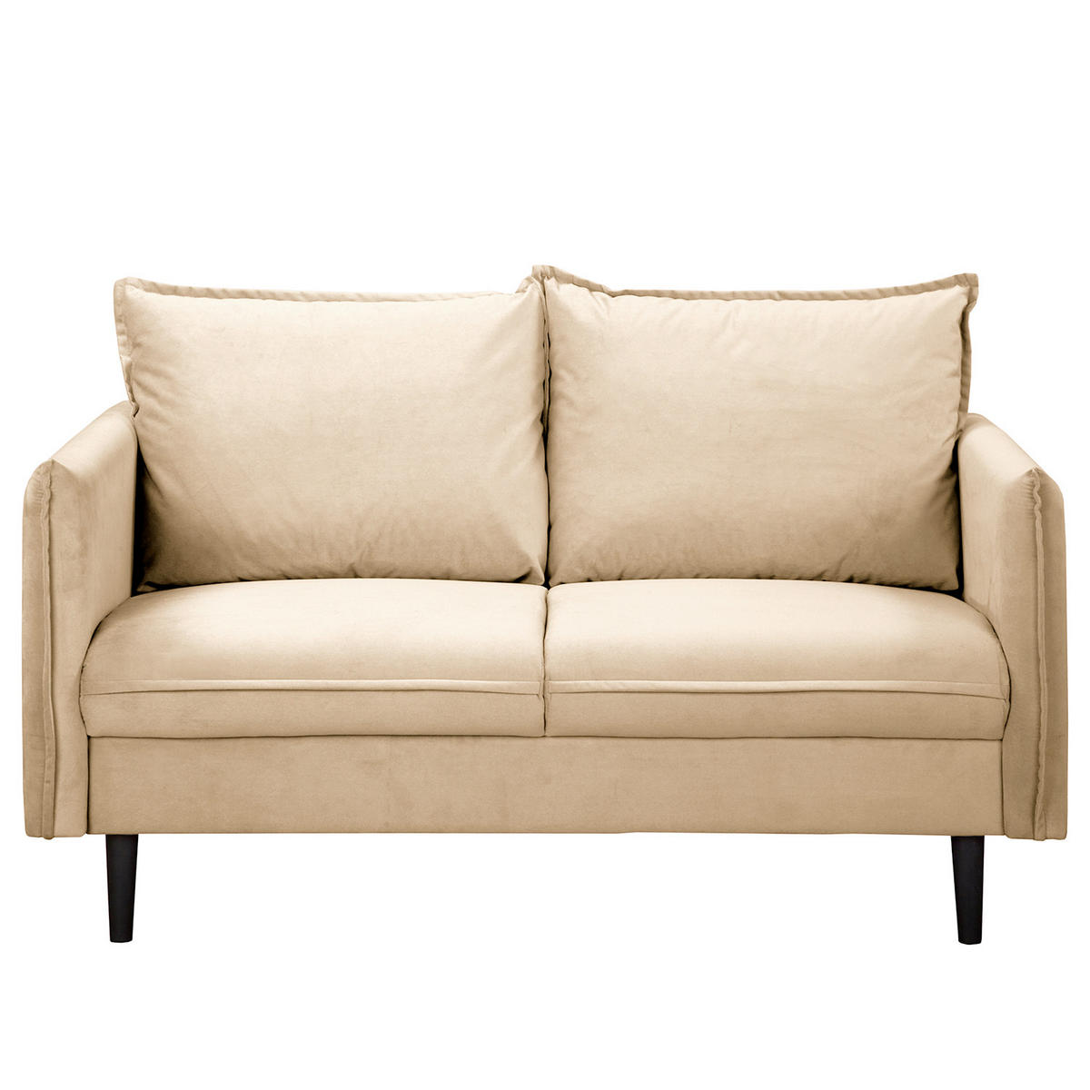 2-SITZER-SOFA JULI in Samt Beige  - Beige/Schwarz, Design, Holz/Textil (138/86/100cm) - P & B