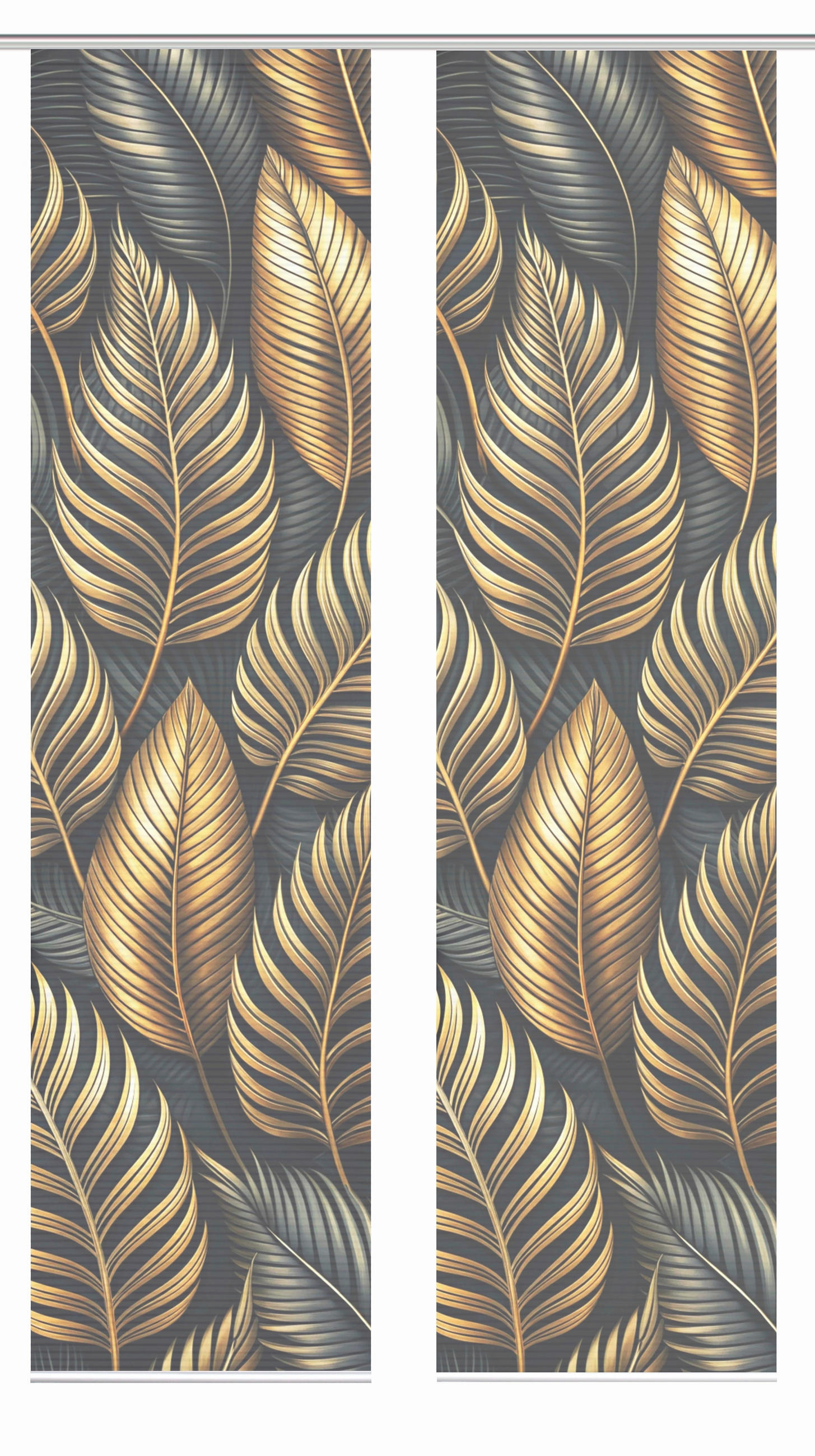 FLÄCHENVORHANG  2 Stück  blickdicht  60/245 cm   - Anthrazit/Goldfarben, Natur, Textil (60/245cm)
