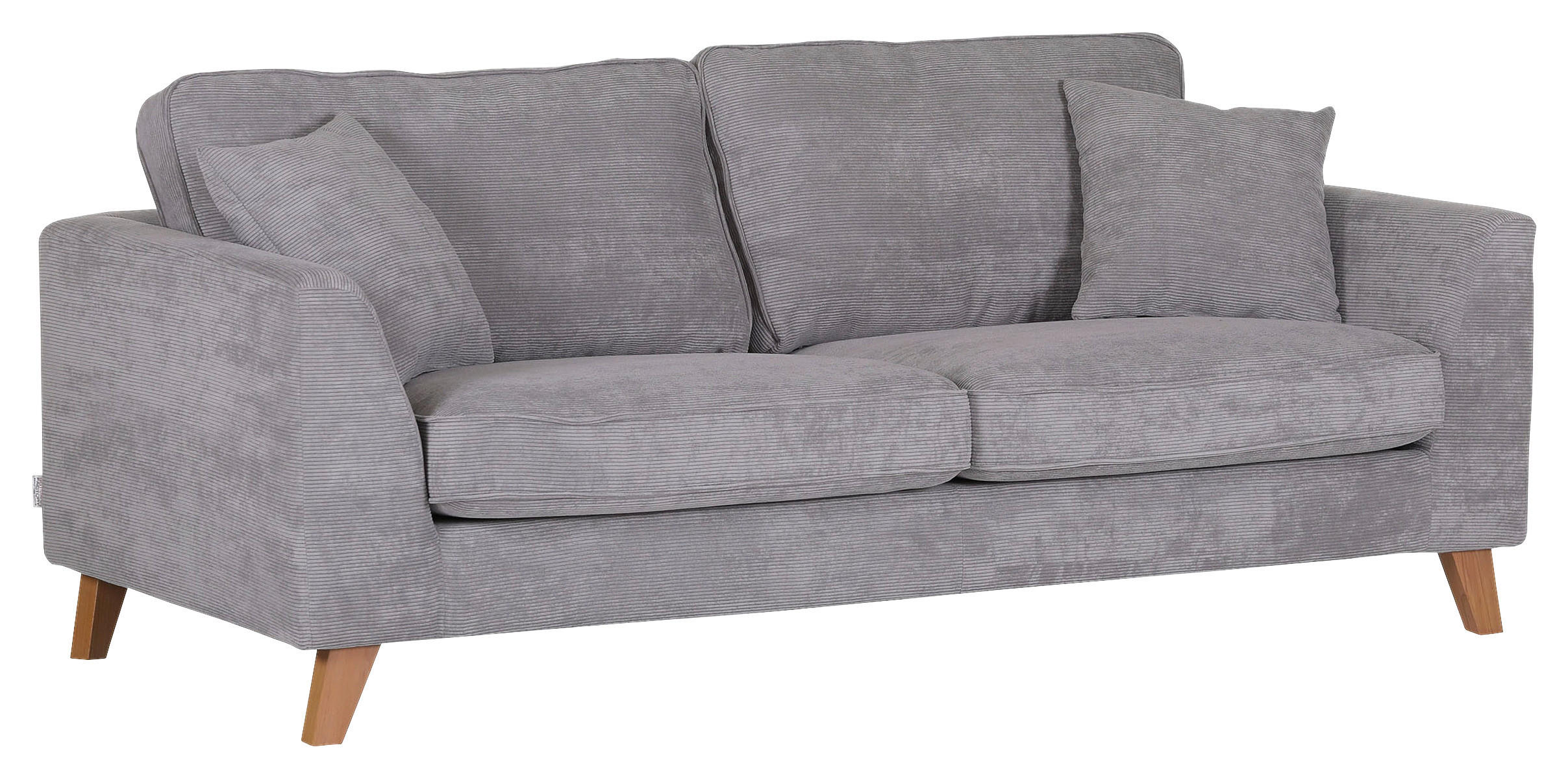 3-SITZER-SOFA Cord Grau  - Buchefarben/Grau, Design, Holz/Textil (200/63/90cm) - Carryhome