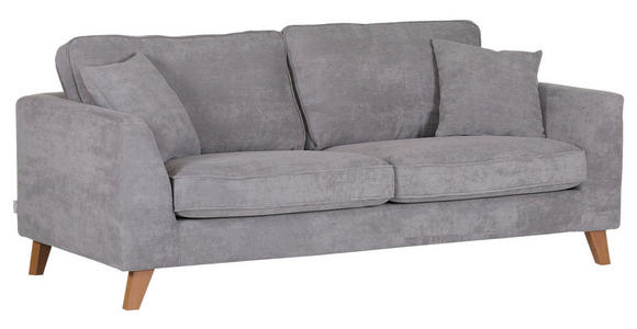 3-SITZER-SOFA Cord Grau  - Buchefarben/Grau, Design, Holz/Textil (200/63/90cm) - Carryhome