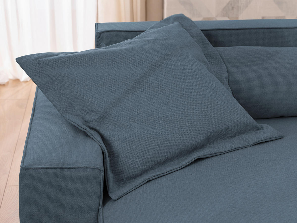 ECKSOFA Curduroy in Webstoff Blau Rückenkissen  251/142 cm  - Blau/Schwarz, Design, Kunststoff/Textil (251/142cm) - P & B