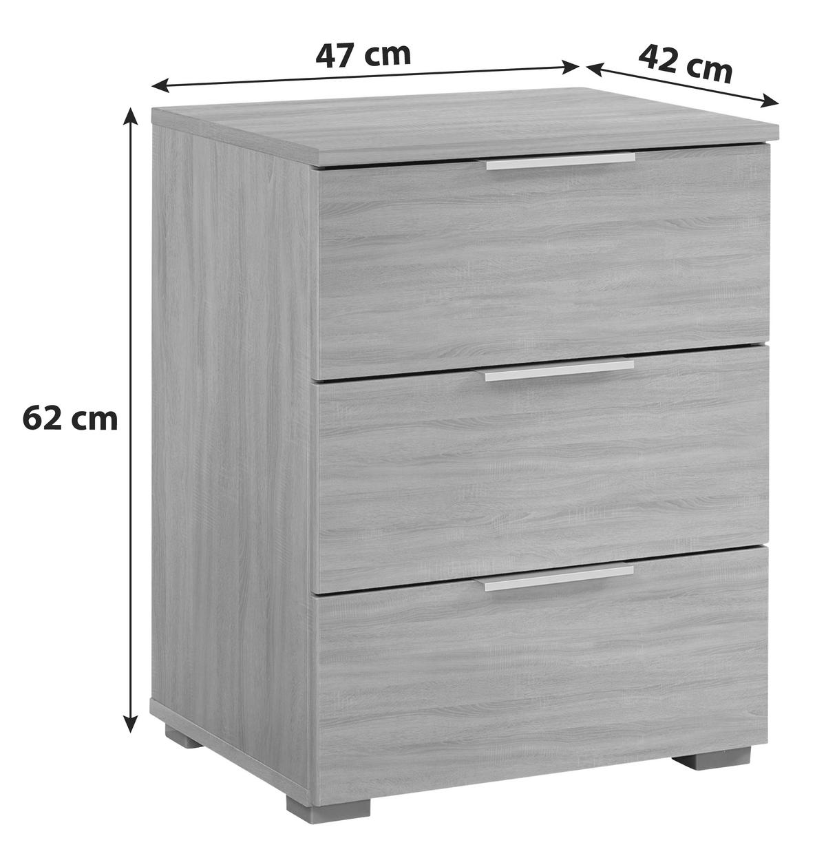 NACHTKÄSTCHEN 47/62/42 cm  in Sonoma Eiche  - Alufarben/Sonoma Eiche, Modern, Holzwerkstoff (47/62/42cm) - Rauch Möbel