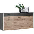 SIDEBOARD Grau, Eichefarben Beleuchtung, Fernbedienung, Einlegeböden  - Eichefarben/Schwarz, MODERN, Holzwerkstoff/Kunststoff (174/85/44cm) - Hom`in