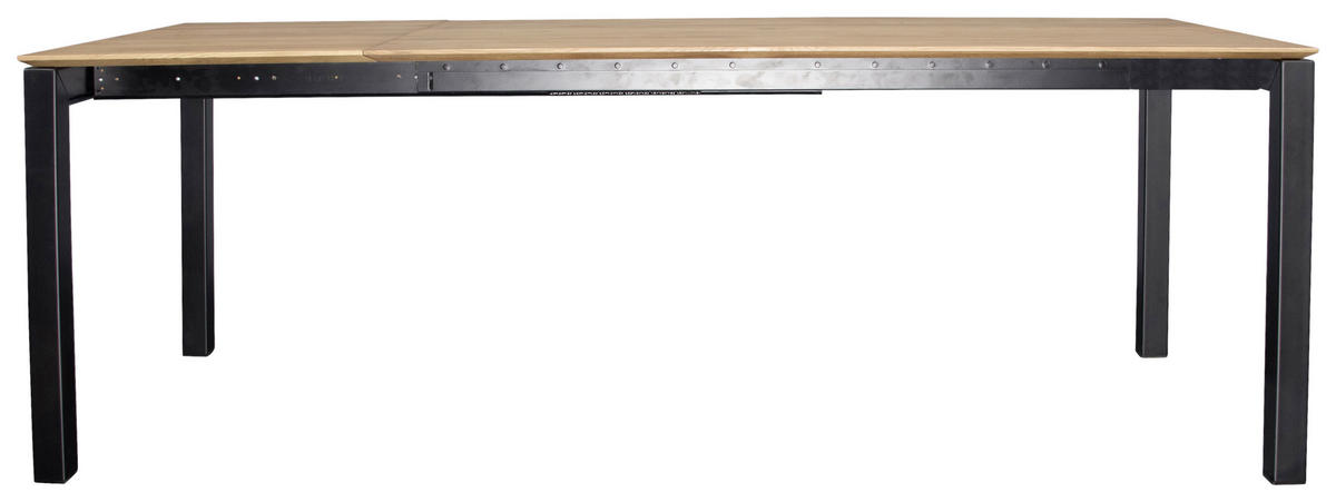 ESSTISCH in Holz, Metall 160-220/90/75 cm  - Eichefarben/Schwarz, Konventionell, Holz/Metall (160-220/90/75cm)