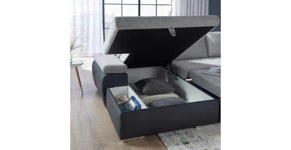 ECKSOFA  in Flachgewebe Hellgrau, Dunkelgrau  271/175 cm  - Dunkelgrau/Hellgrau, Design, Kunststoff/Textil (271/175cm) - Xora