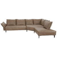 ECKSOFA in Echtleder Sandfarben  - Sandfarben/Schwarz, Design, Leder/Metall (340/272cm) - W.Schillig