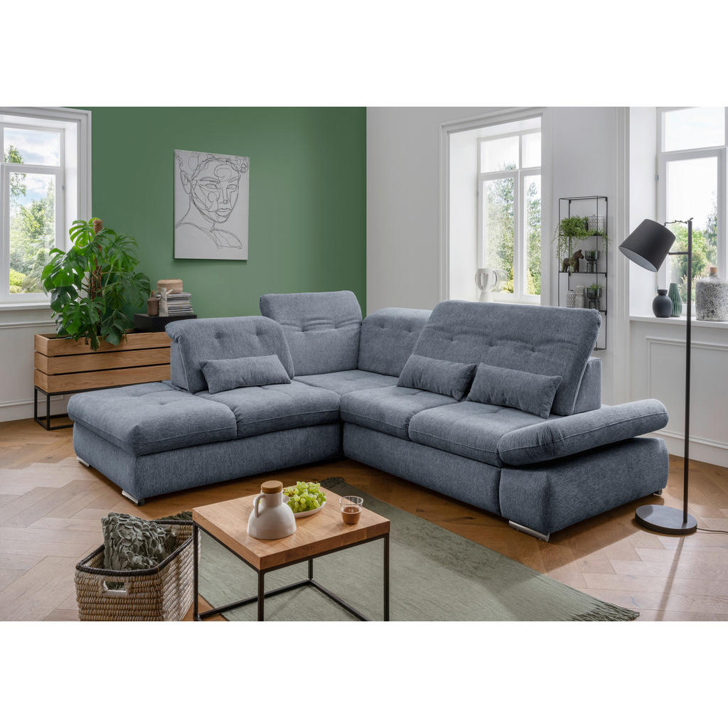 Thumbnail - Livetastic Ecksofa, Hellblau, Textil, Uni, 5-Sitzer, Füllung: Schaumstoff, Ottomane links, L-Form, 280x254 cm, Made in E...