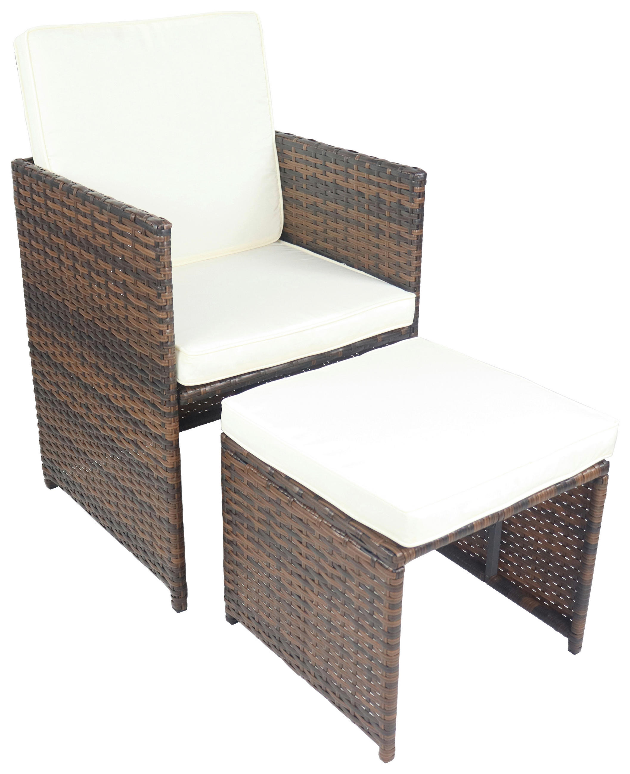 TRÄDGÅRDSSTOLAR SET i textil, plast, metall brun  - vit/brun, Modern, metall/textil (53/84/53cm) - Ambia Garden