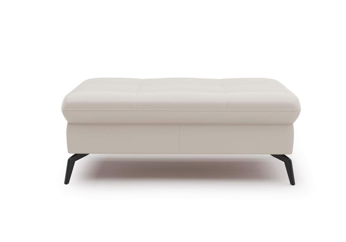 HOCKER Echtleder Weiß  - Schwarz/Weiß, KONVENTIONELL, Leder/Metall (102/47/69cm) - Sit & More