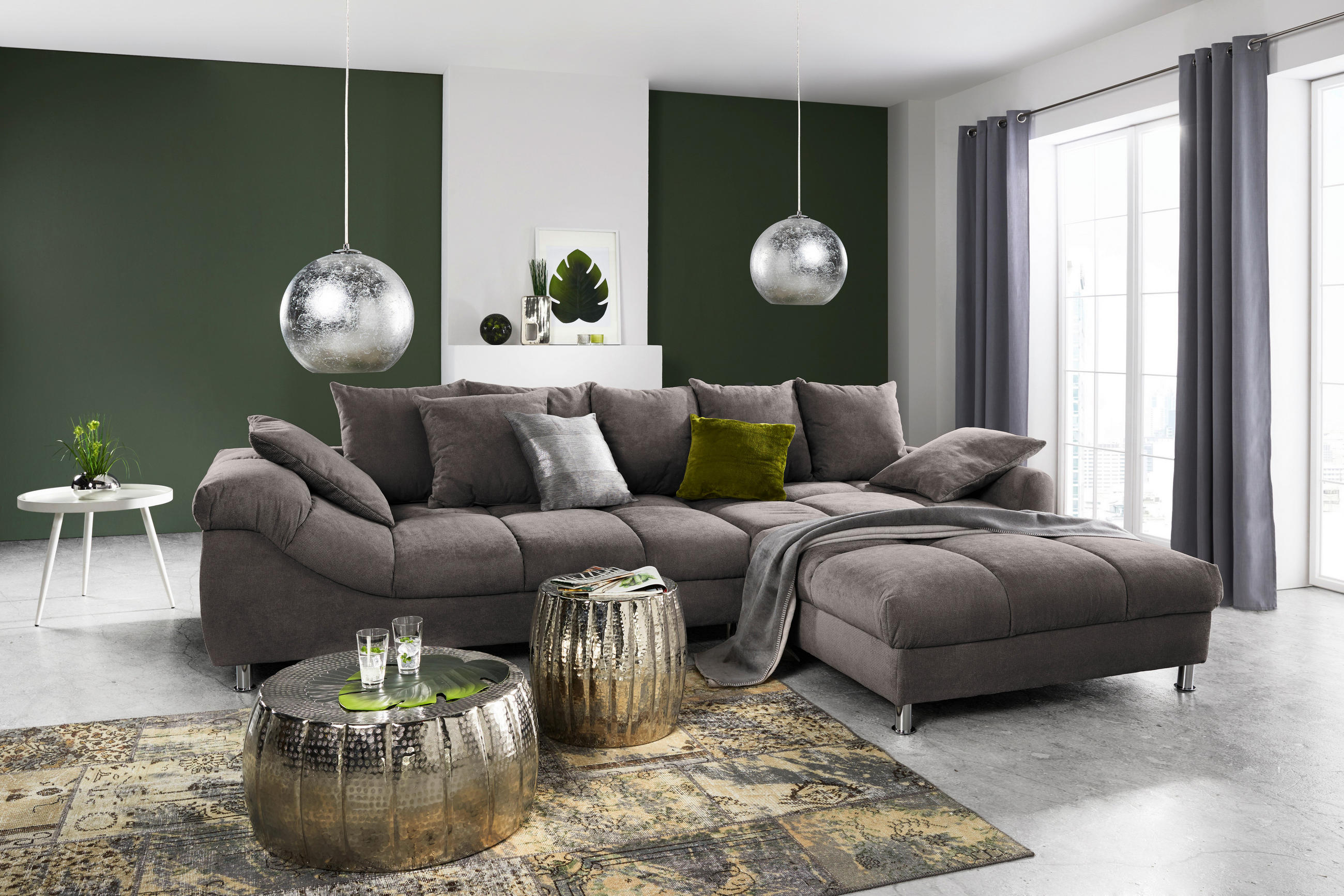 ECKSOFA Braun Webstoff  - Braun, Design, Textil/Metall (337/228cm) - Carryhome