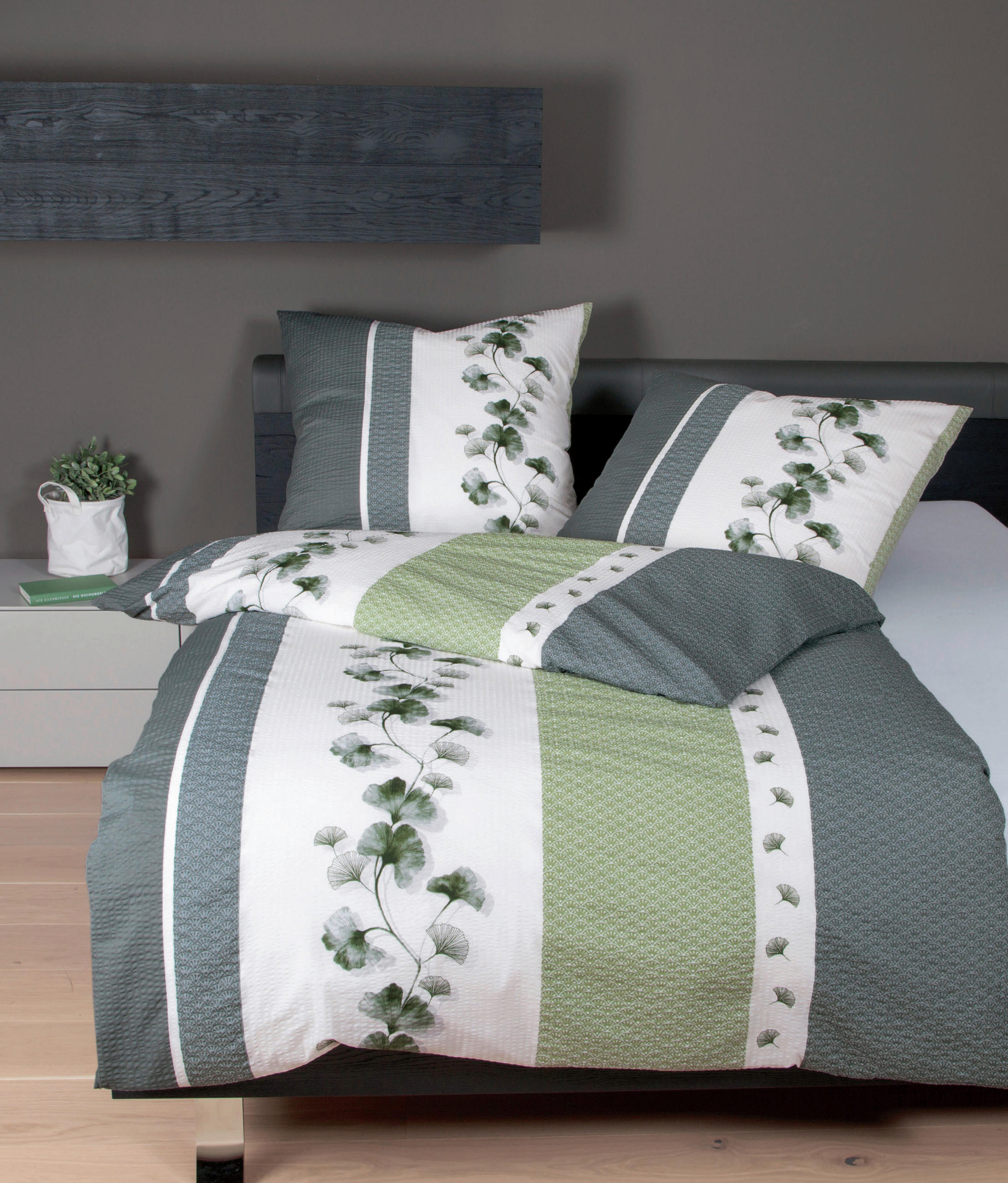 BETTWÄSCHE Tango Seersucker 155/220 cm  - Silberfarben/Grün, Trend, Textil (155/220cm) - Janine