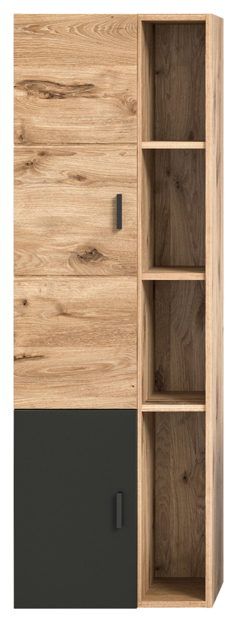 SREDNJE VISOKA OMARA 48/144/35 cm  - siva/barve hrasta, Moderno, kovina/leseni material (48/144/35cm) - MID.YOU