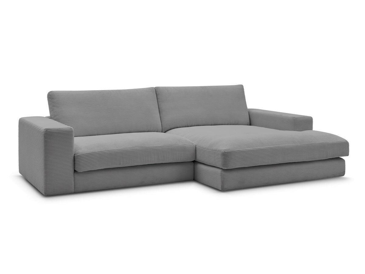 ECKSOFA  LEONARD Dunkelgrau Cord  - Dunkelgrau/Schwarz, MODERN, Kunststoff/Textil (274/159cm)