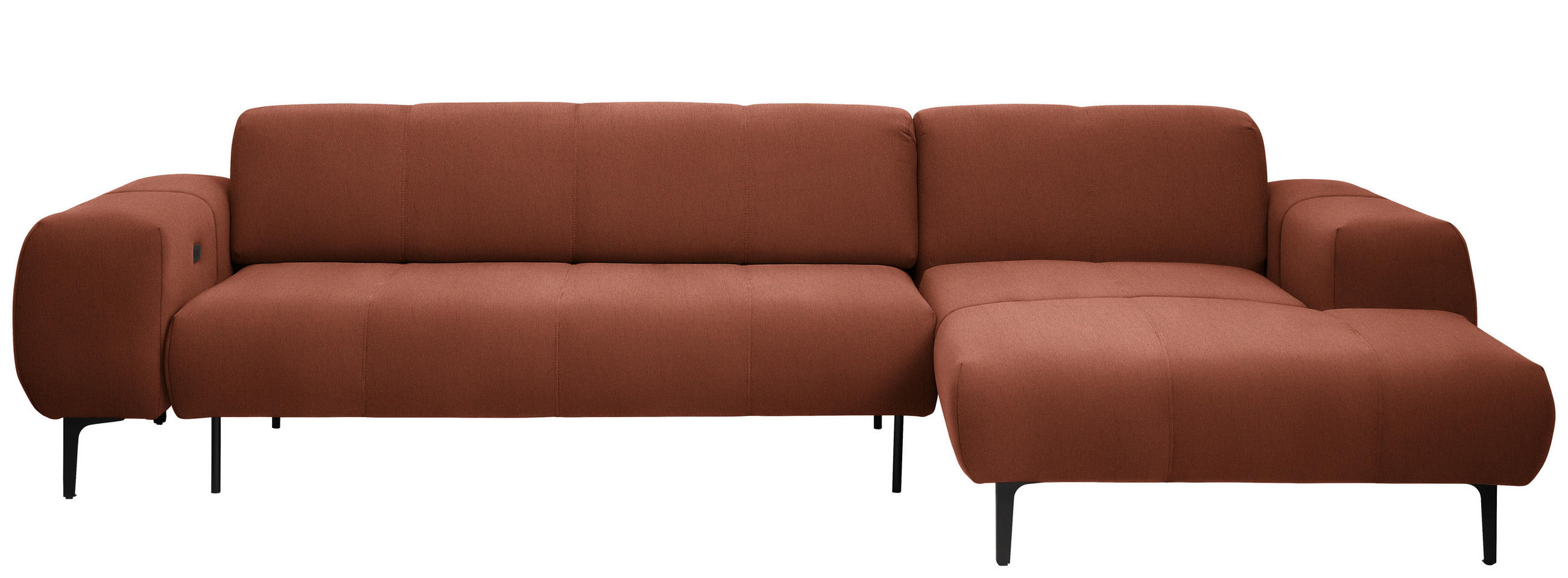 ECKSOFA in Chenille Cognac  - Cognac/Schwarz, Design, Textil/Metall (311/167cm) - Xora