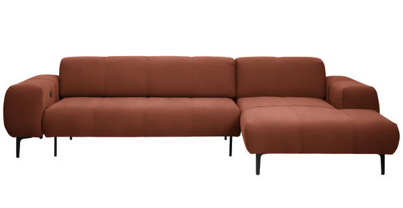 ECKSOFA in Chenille Cognac 311/167 cm - Cognac/Schwarz, Design, Textil/Metall (311/167cm) - Xora