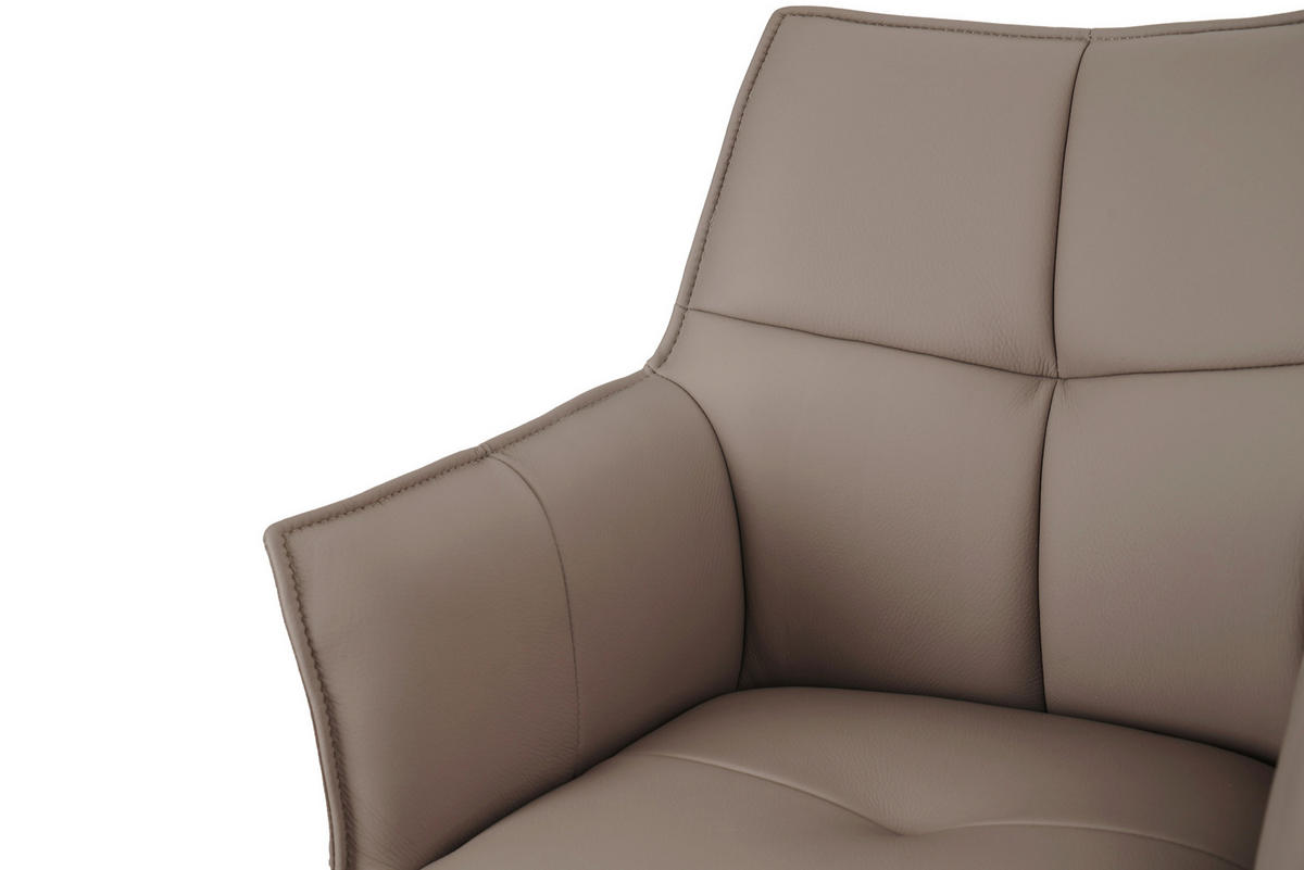 BARHOCKER Echtleder Schwarz, Taupe Eisen Sitzfläche 360° drehbar  - Taupe/Schwarz, Design, Leder/Metall (54/96-121/56cm) - Novel