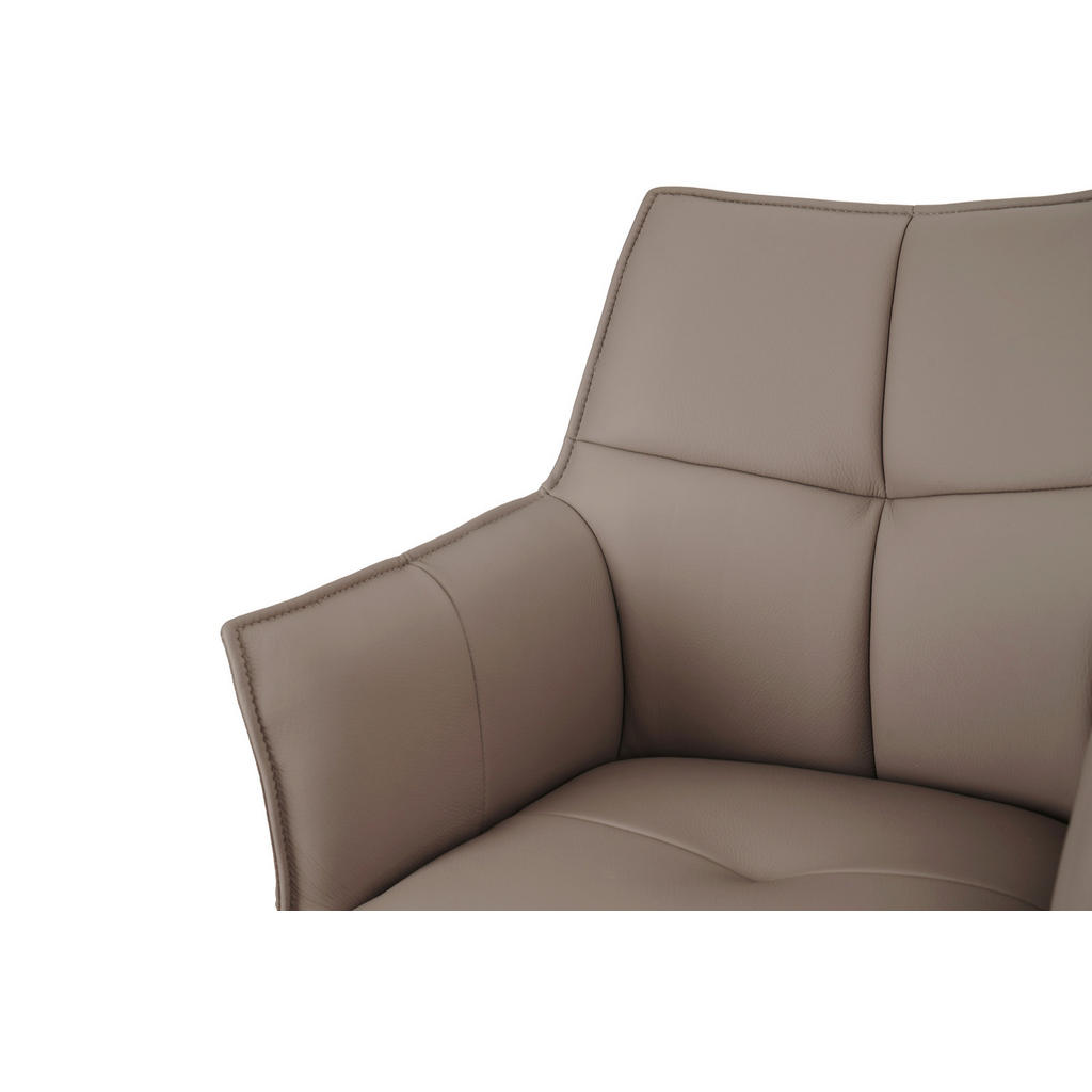 Thumbnail - Novel Barhocker, Schwarz, Taupe, Metall, Leder, Echtleder, Rindleder, Drehkreuz, 54x96-121x56 cm, Sitzfläche 360° drehba...