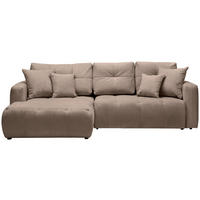 ECKSOFA in Chenille Hellbraun  - Hellbraun/Schwarz, Modern, Kunststoff/Textil (172/276cm) - Hom`in