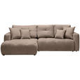 ECKSOFA in Chenille Hellbraun  - Hellbraun/Schwarz, MODERN, Kunststoff/Textil (172/276cm) - Hom`in