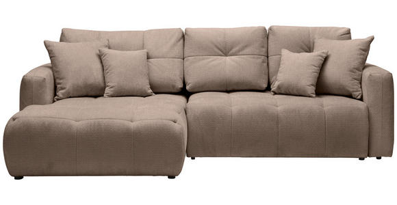 ECKSOFA in Chenille Hellbraun  - Hellbraun/Schwarz, MODERN, Kunststoff/Textil (172/276cm) - Hom`in