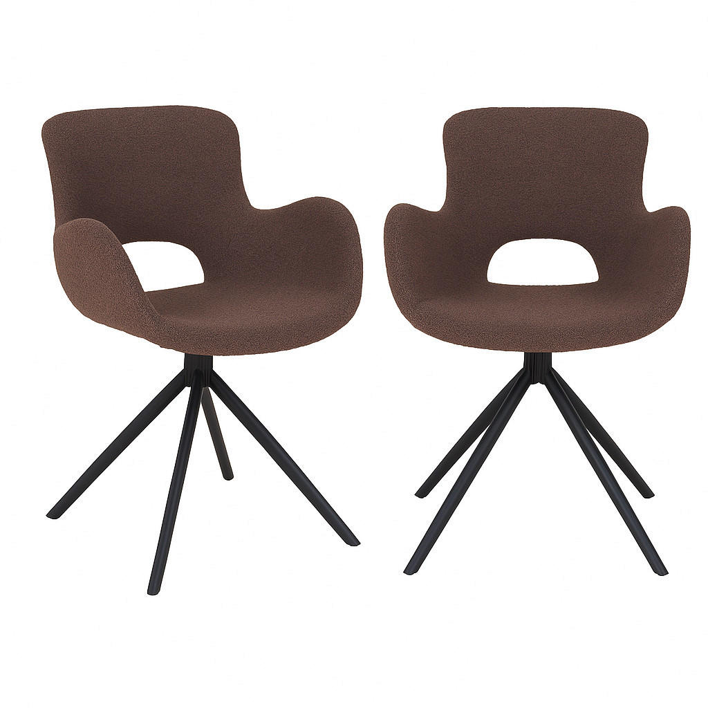 STOL MED ARMSTÖD SET 2 styck bouclé  - gråbrun/svart, Modern, metall/textil (59/82/58cm) - MID.YOU