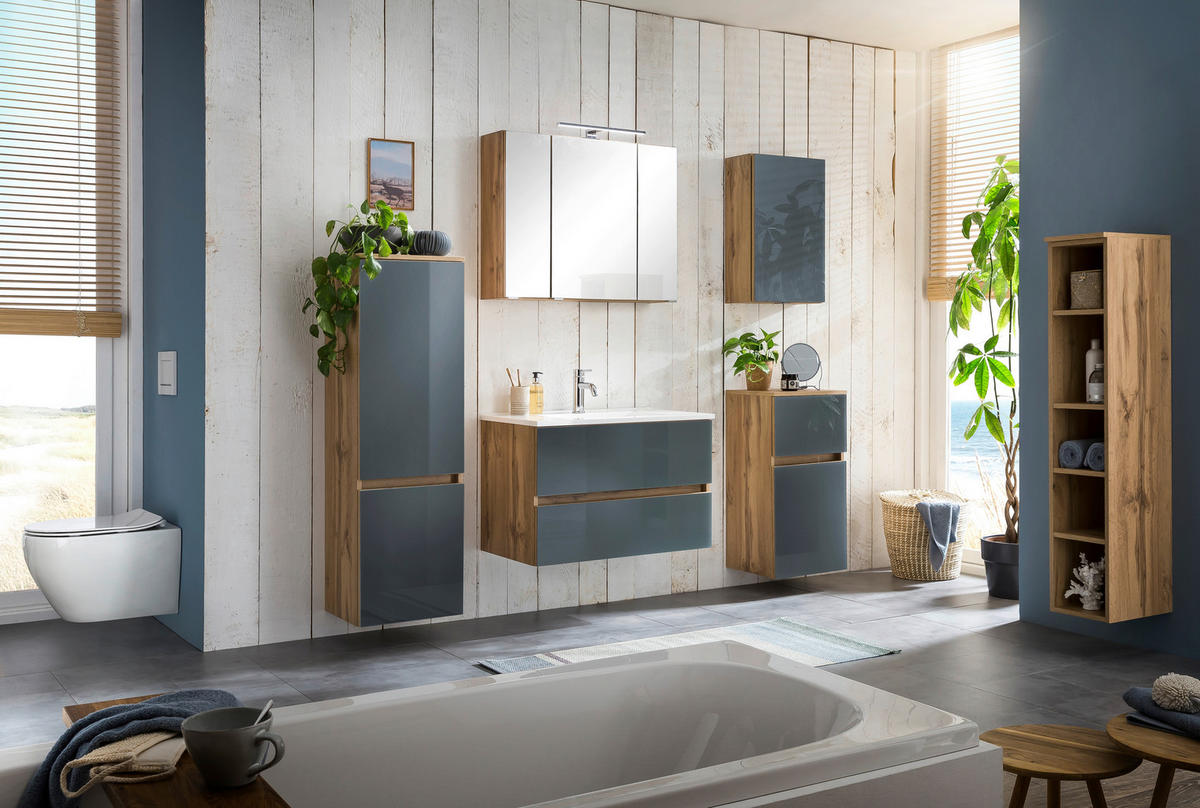 UNTERSCHRANK 40/79/35 cm   - Eichefarben/Silberfarben, KONVENTIONELL, Glas/Holzwerkstoff (40/79/35cm) - Held