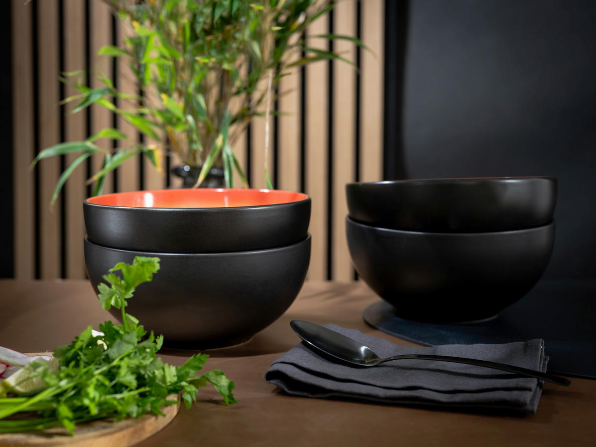 SADA MISEK kamenina keramika  - černá/žlutá, Trend, keramika (17,5/8,5cm) - Creatable