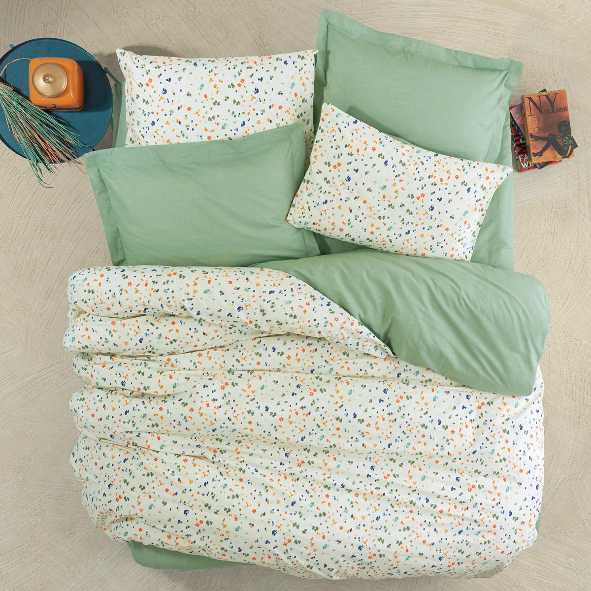 BETTWÄSCHE 135/200 cm  - Multicolor/Grün, Basics, Textil (135/200cm)