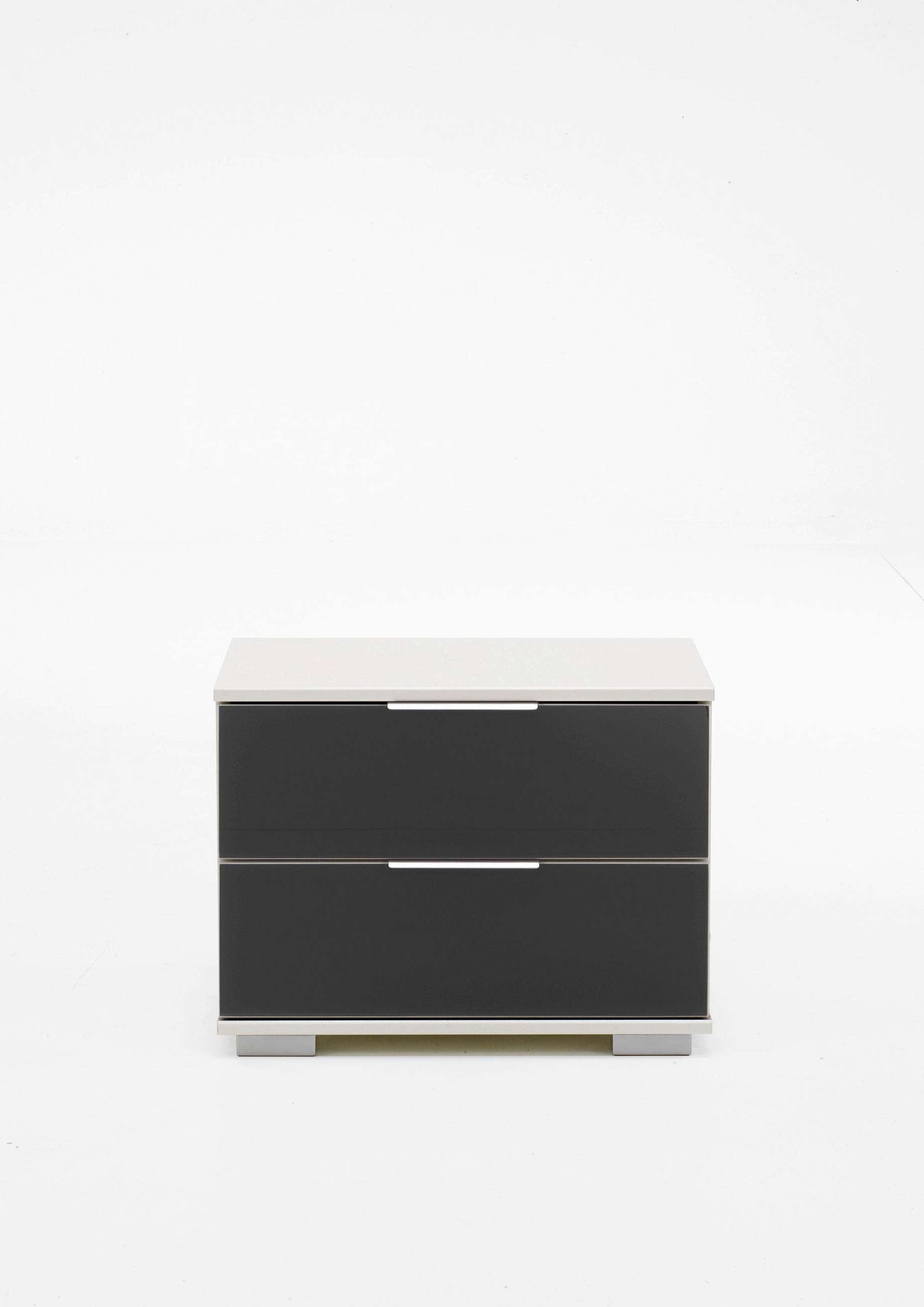 NOĆNI ORMARIĆ bijela   - bijela/siva, Moderno, staklo/drvni materijal (52/40/38cm) - Carryhome
