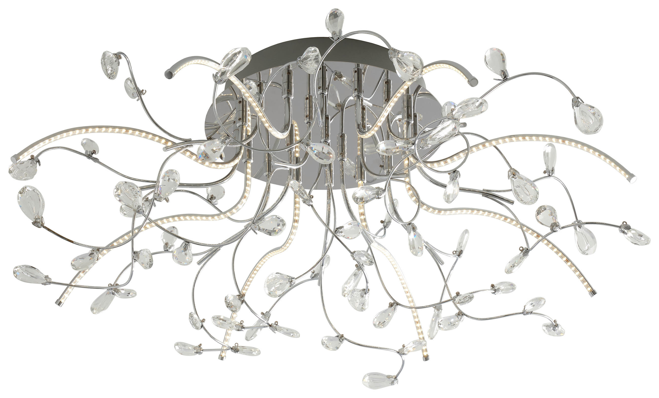 Hell Led-Deckenleuchte Crystal Chrom
