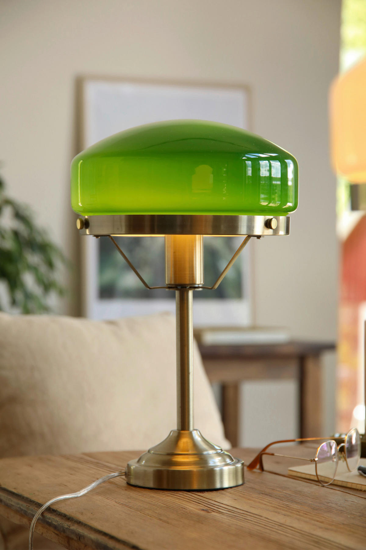 BORDSLAMPA AURELIA 25/39 cm   - grön/mässingsfärgad, Trend, metall/glas (25/39cm) - Markslöjd