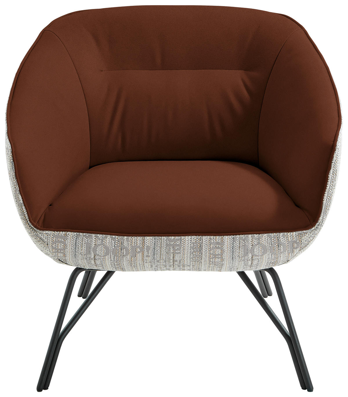 COCKTAILSESSEL - Hellbraun/Anthrazit, Design, Leder/Textil (76/80/73cm) - Joop!