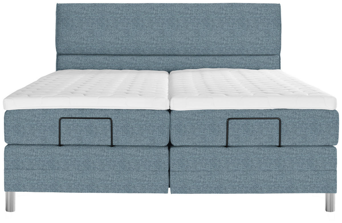 BOXSPRINGBETT 180/200 cm  in Blau  - Chromfarben/Blau, Konventionell, Kunststoff/Textil (180/200cm) - Voleo