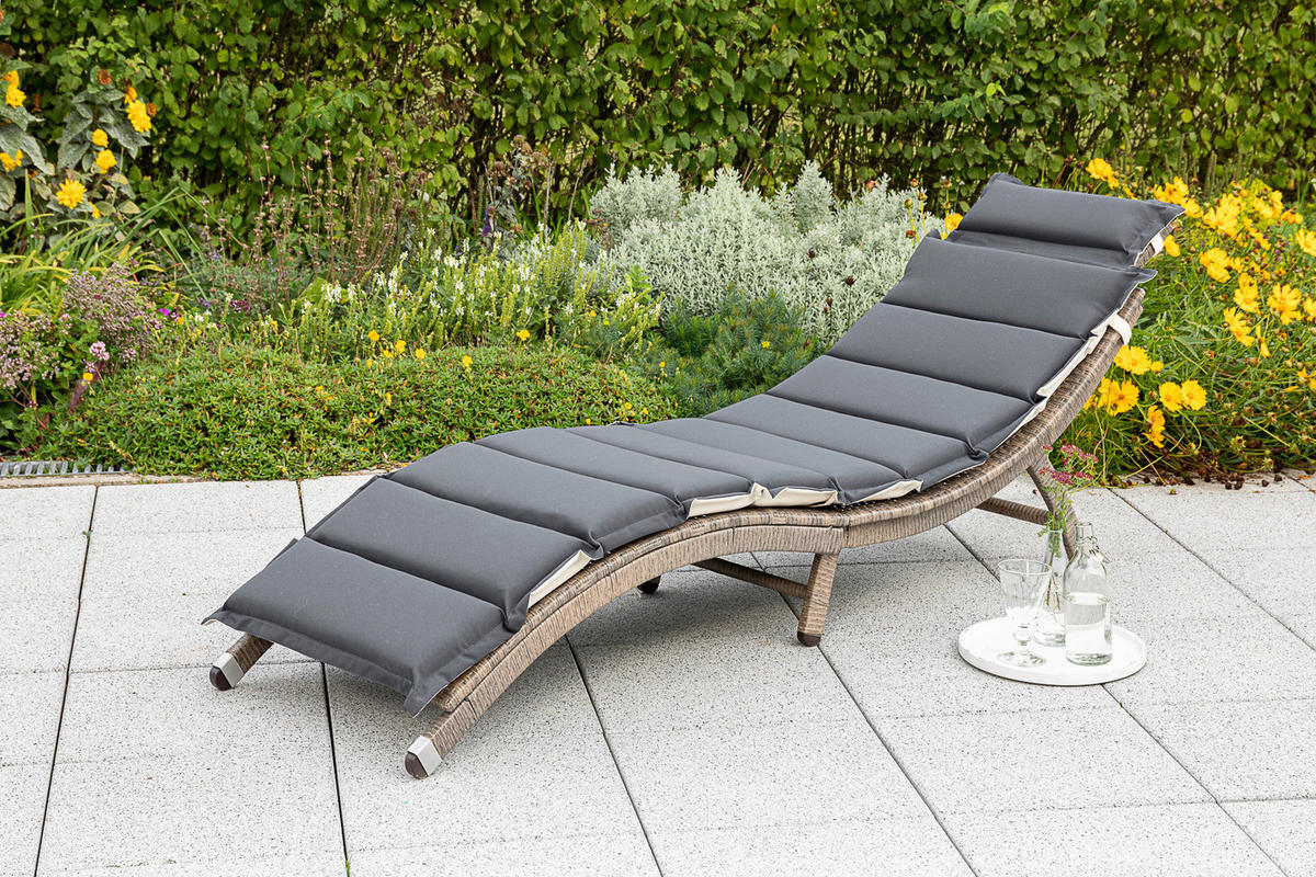 GARTENLIEGE 172/62/54 cm  - Naturfarben/Grau, MODERN, Kunststoff/Metall (172/62/54cm) - Gardenson