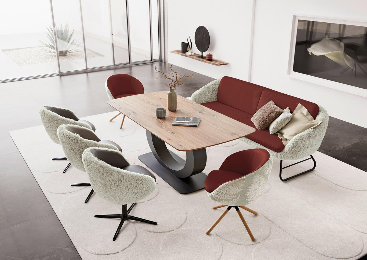 SITZBANK Textil, Leder Beige, Weinrot  - Beige/Weinrot, Design, Leder/Textil (219/87/78cm) - Koinor