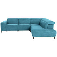 ECKSOFA in Cord Petrol  - Petrol/Schwarz, Design, Textil (290/223cm) - Pure Home Lifestyle