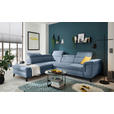 ECKSOFA Blau Mikrovelours  - Blau/Schwarz, MODERN, Kunststoff/Textil (231/274cm) - Carryhome