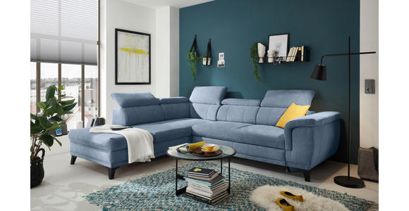 ECKSOFA Blau Mikrovelours  - Blau/Schwarz, MODERN, Kunststoff/Textil (231/274cm) - Carryhome